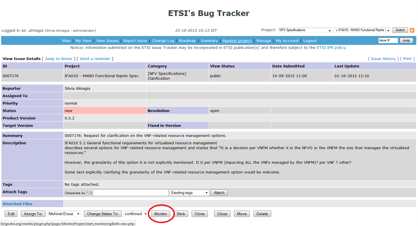 Monitoring an Issue